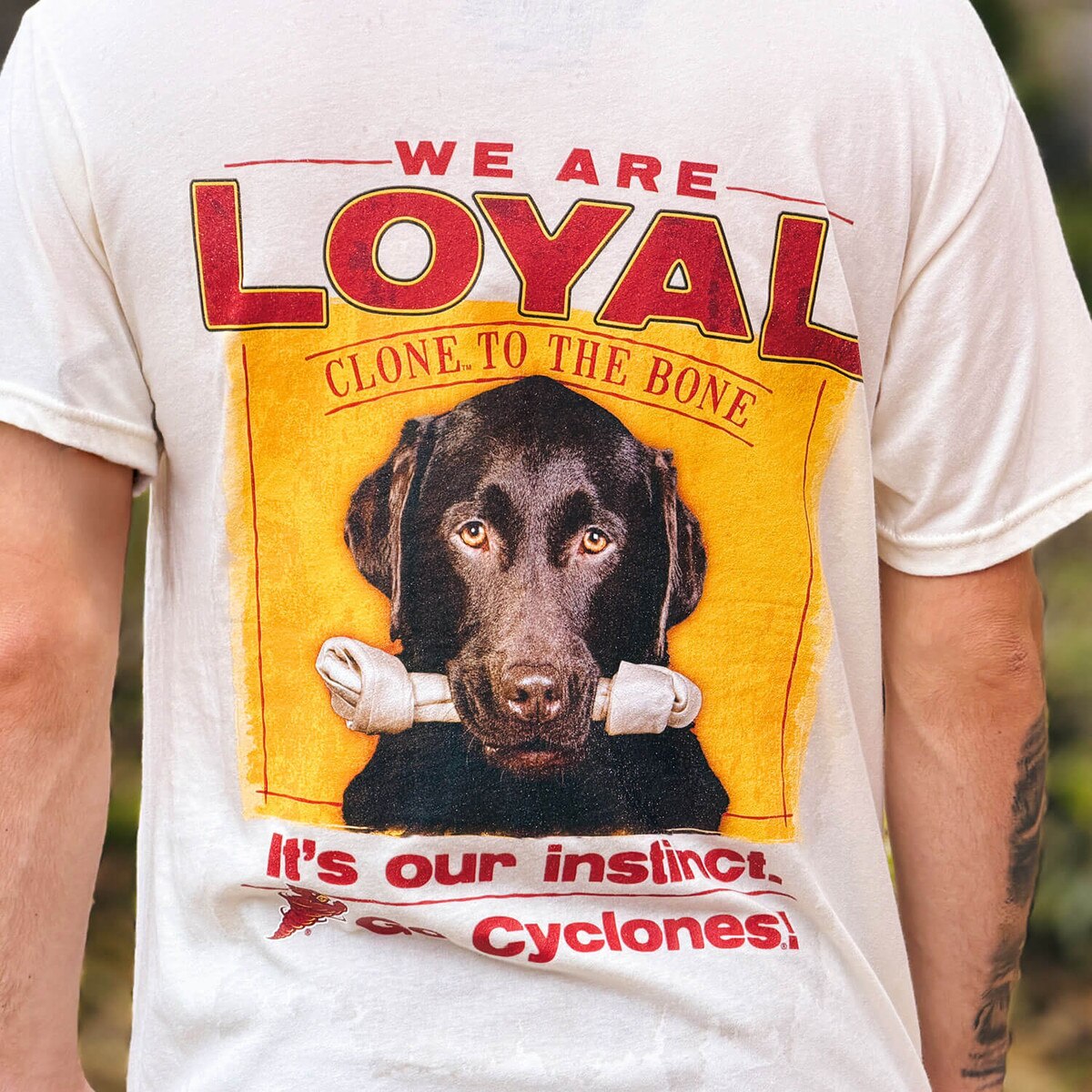 Retro Brand For the Fans Vintage White Short Sleeve T-shirt back design close up